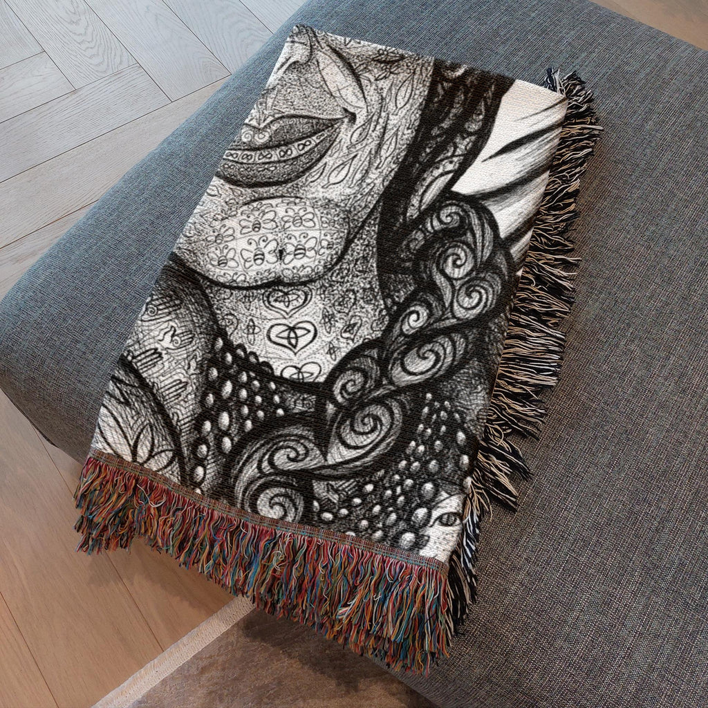 the-wisdom-keeper-of-peaceful-revolution-black-white-woven-blanket – Wisdom Keepers