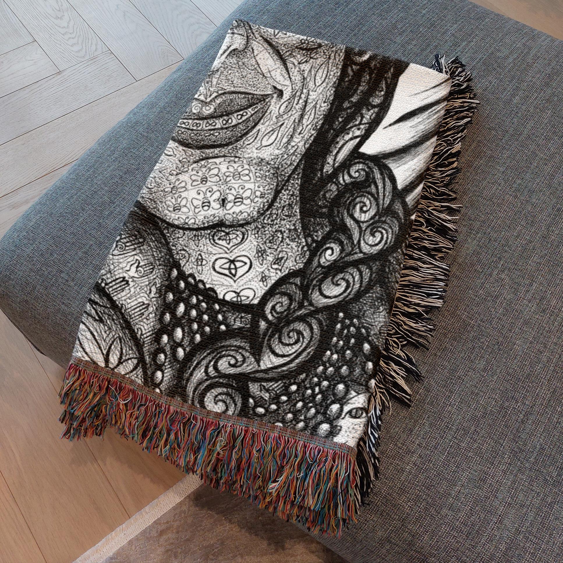 the-wisdom-keeper-of-peaceful-revolution-black-white-woven-blanket – Wisdom Keepers