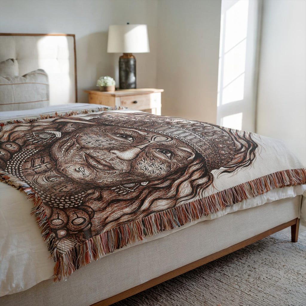the-wisdom-keeper-of-anticipation-emanation-brown-white-woven-blanket – Wisdom Keepers