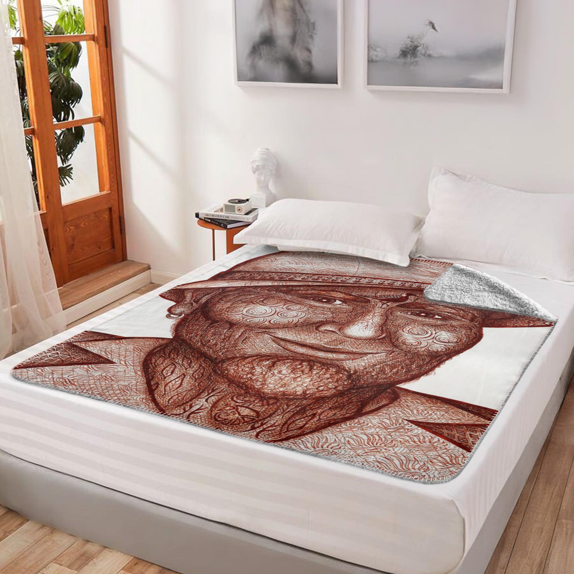 the-wisdom-keeper-of-stillness-brown-white-fleece-sherpa-blanket – Wisdom Keepers