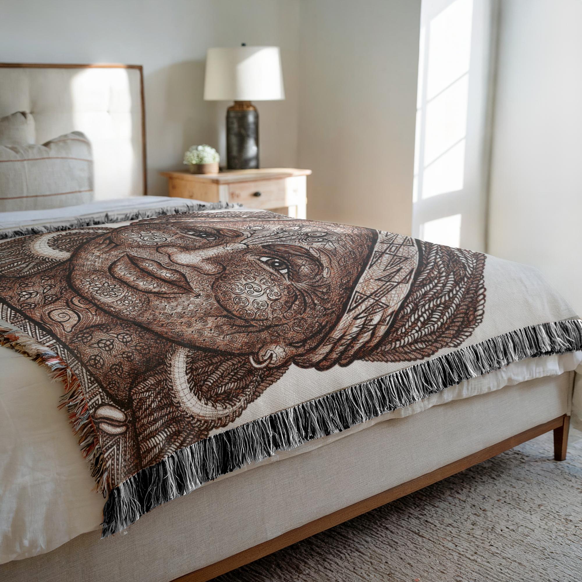 WK8_Brown_White_Woven_Blanket_60x80