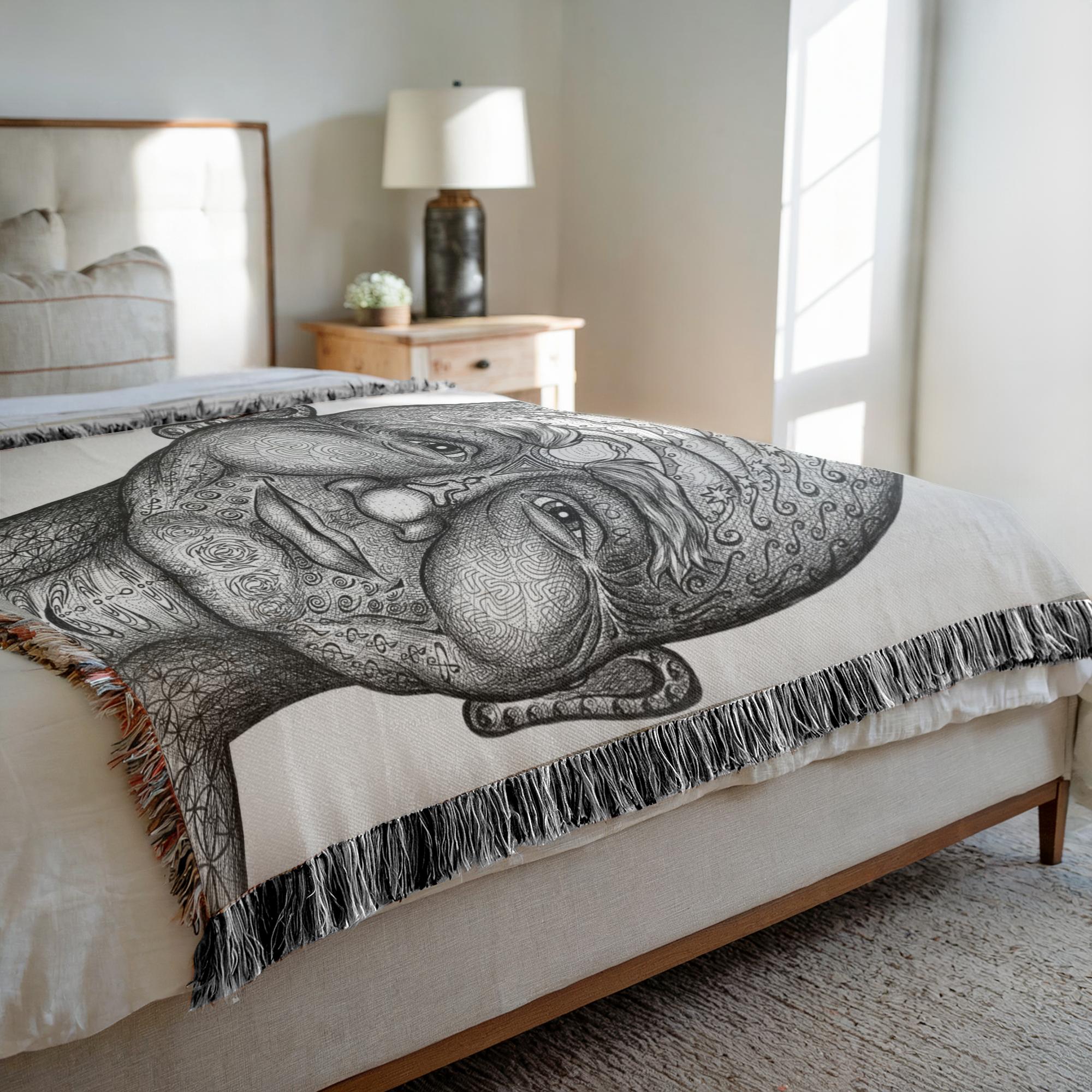 the-wisdom-keeper-of-non-attachment-celebration-black-white-woven-blanket – Wisdom Keepers