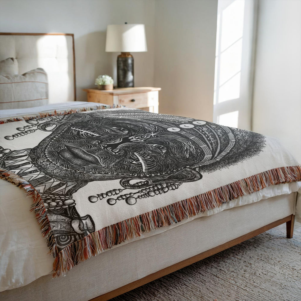 the-wisdom-keeper-of-perseverance-black-white-woven-blanket – Wisdom Keepers
