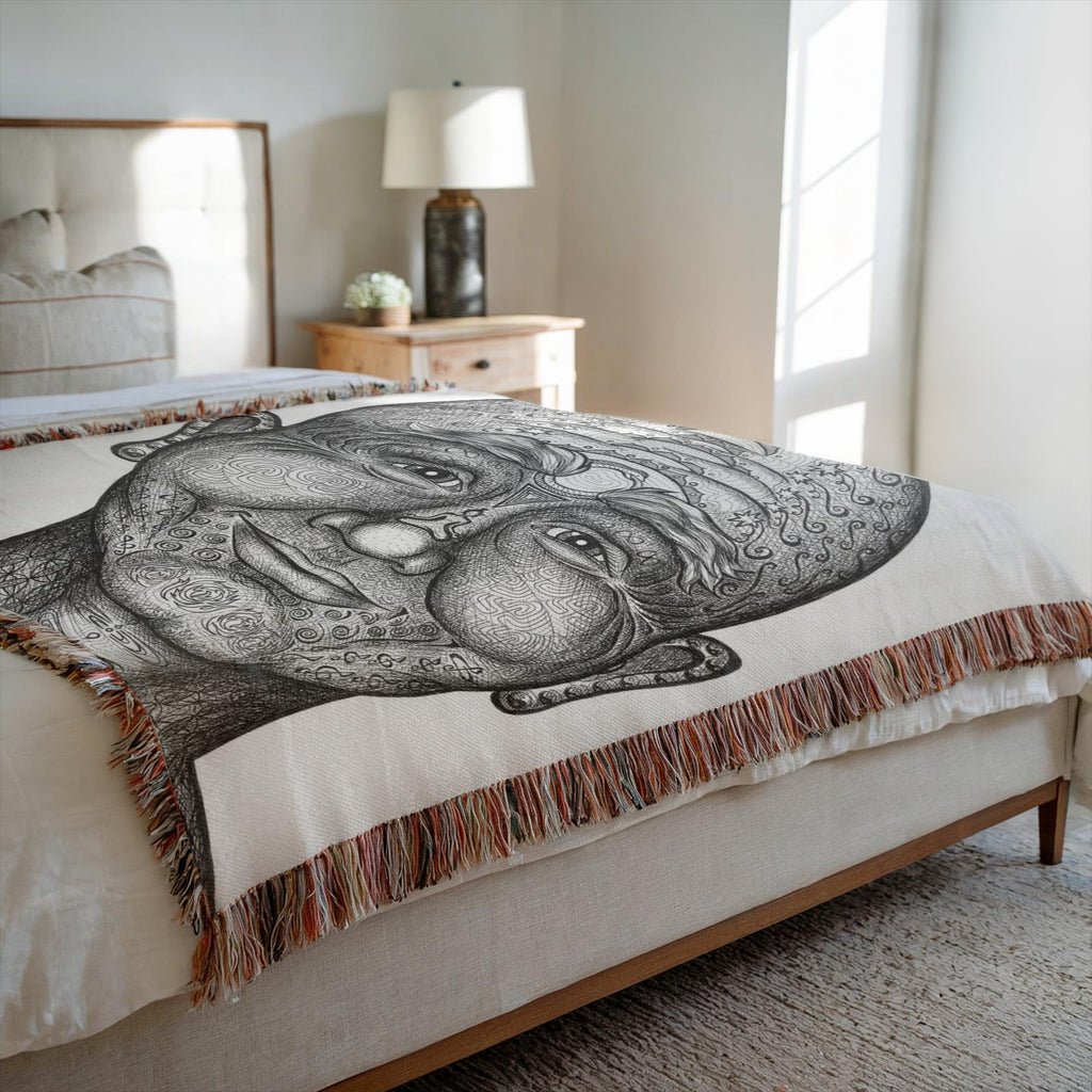 the-wisdom-keeper-of-non-attachment-celebration-black-white-woven-blanket – Wisdom Keepers