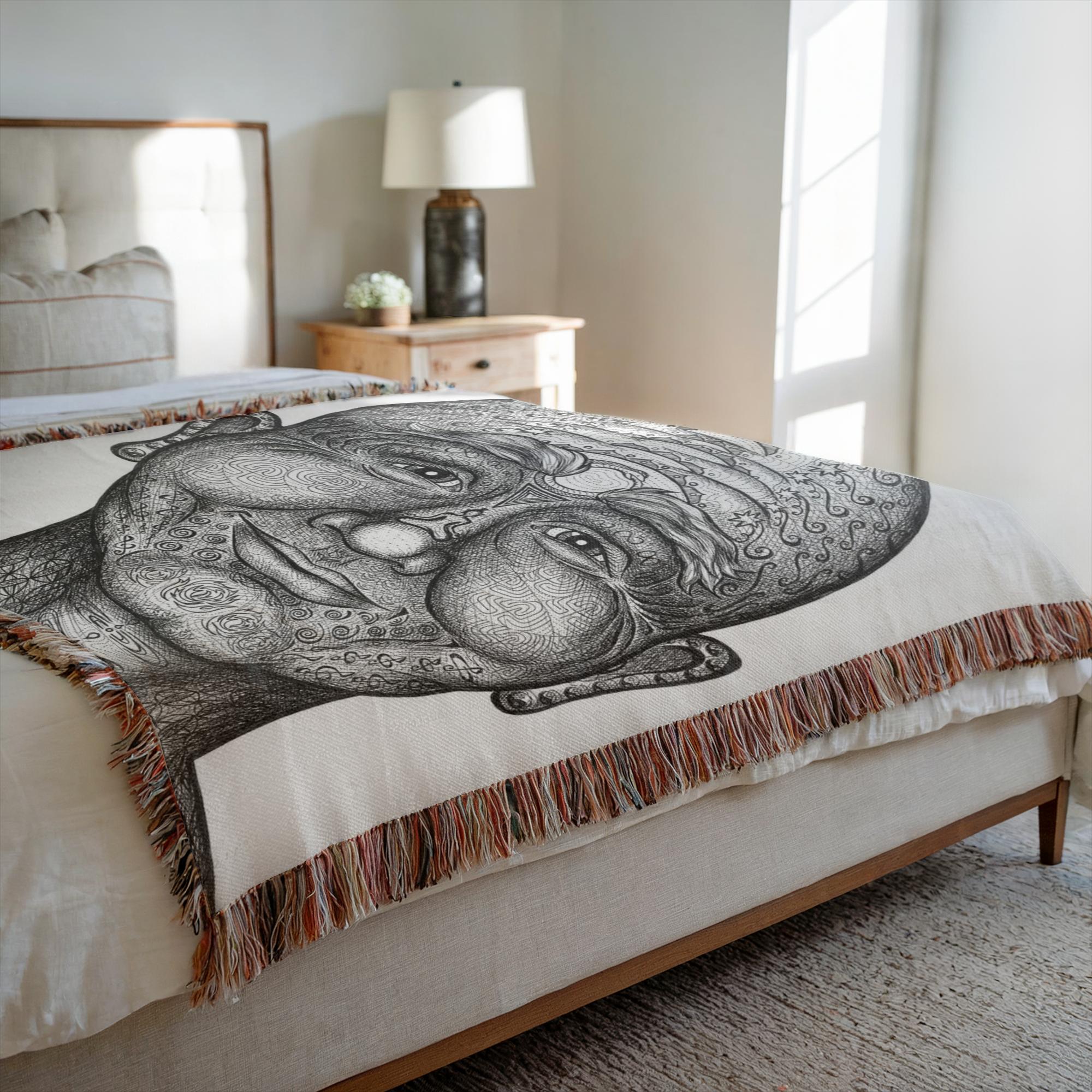 the-wisdom-keeper-of-non-attachment-celebration-black-white-woven-blanket – Wisdom Keepers