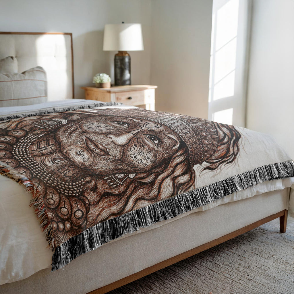 the-wisdom-keeper-of-anticipation-emanation-brown-white-woven-blanket – Wisdom Keepers