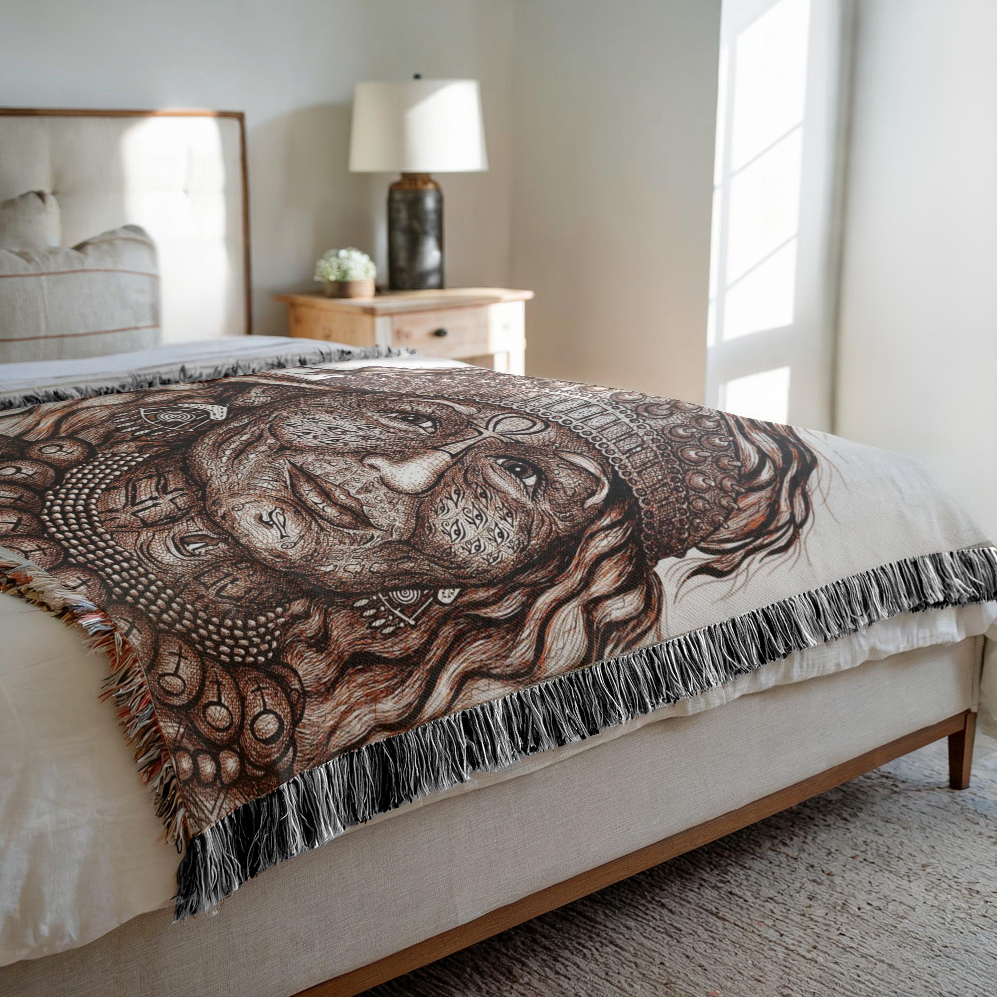 the-wisdom-keeper-of-anticipation-emanation-brown-white-woven-blanket – Wisdom Keepers