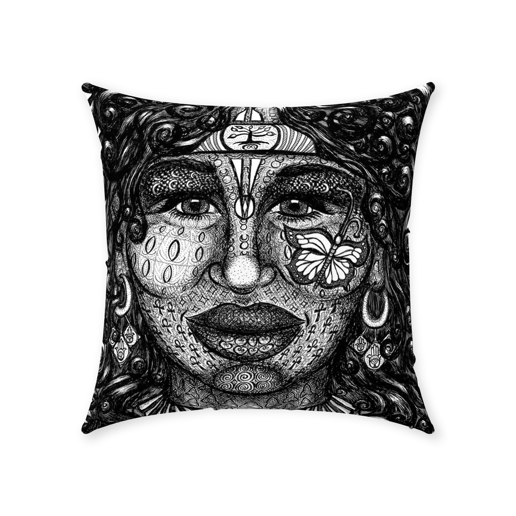 the-wisdom-keeper-of-determination-black-white-cotton-twill-pillow – Wisdom Keepers