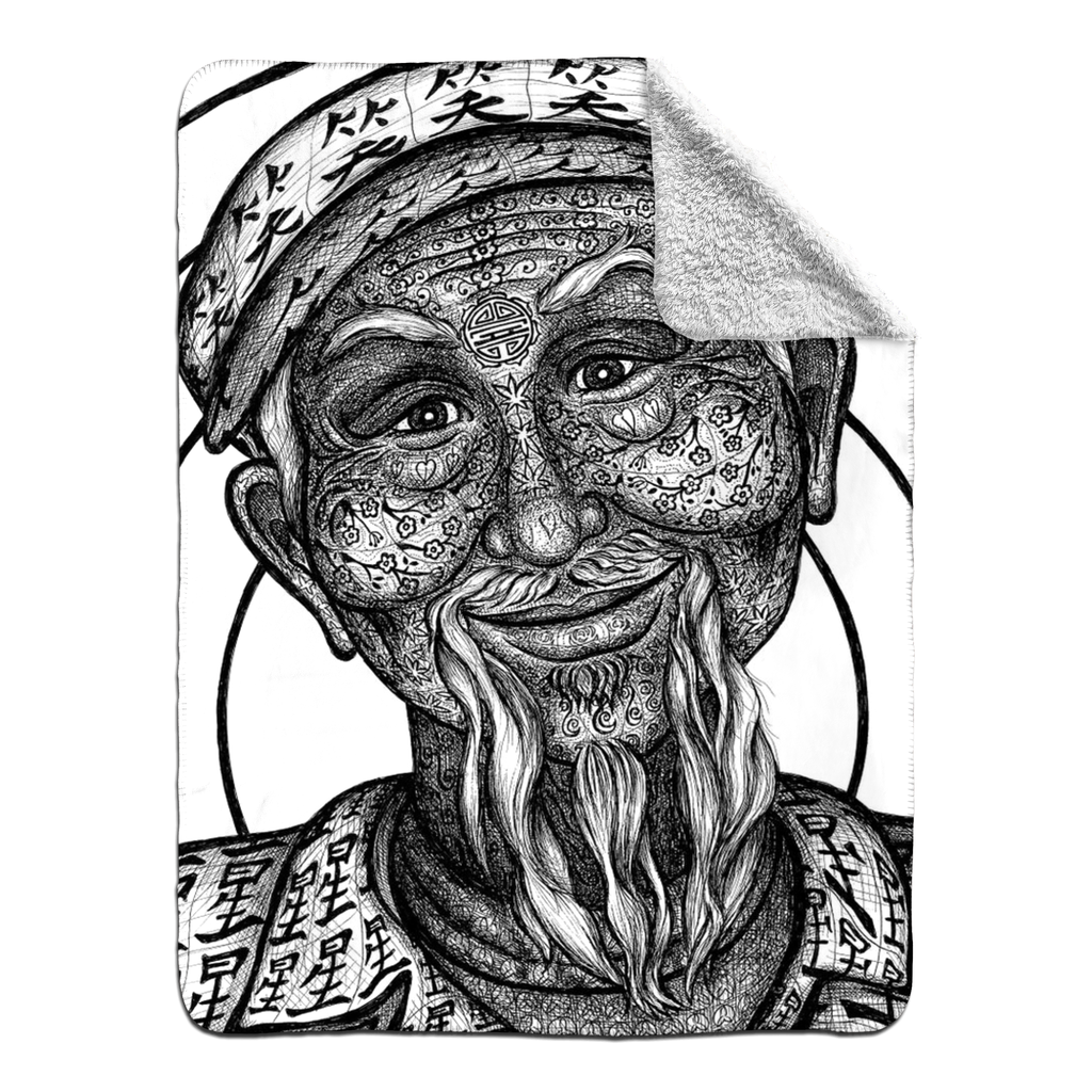 the-wisdom-keeper-of-patience-black-white-fleece-sherpa-blanket – Wisdom Keepers