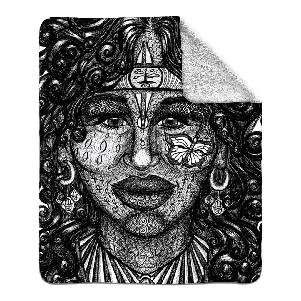 the-wisdom-keeper-of-determination-black-white-fleece-sherpa-blanket – Wisdom Keepers