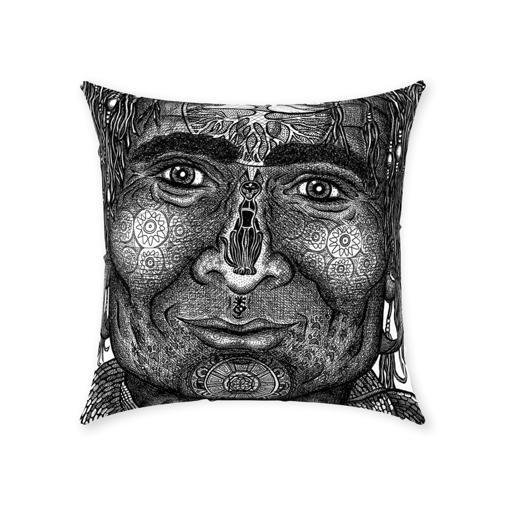 the-wisdom-keeper-of-resolve-black-white-cotton-twill-pillow – Wisdom Keepers