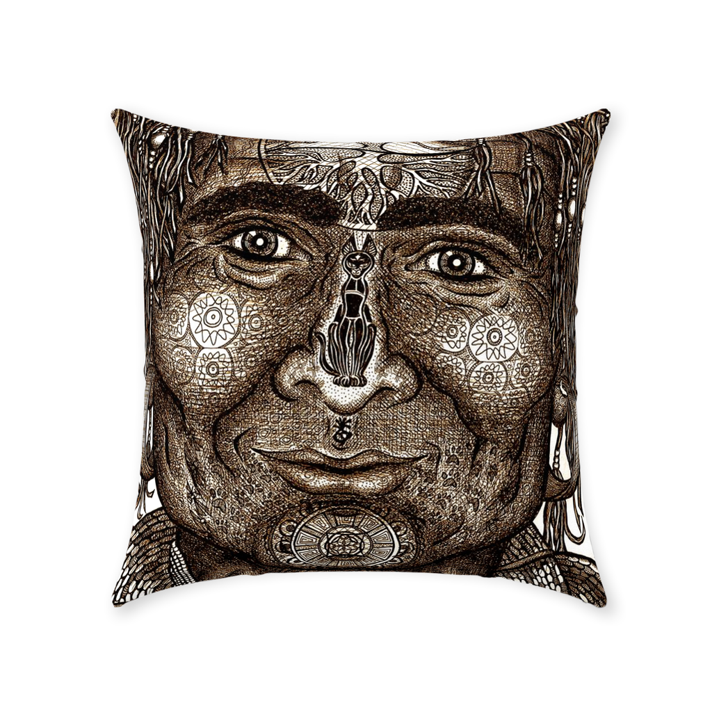 the-wisdom-keeper-of-resolve-brown-white-cotton-twill-pillow – Wisdom Keepers