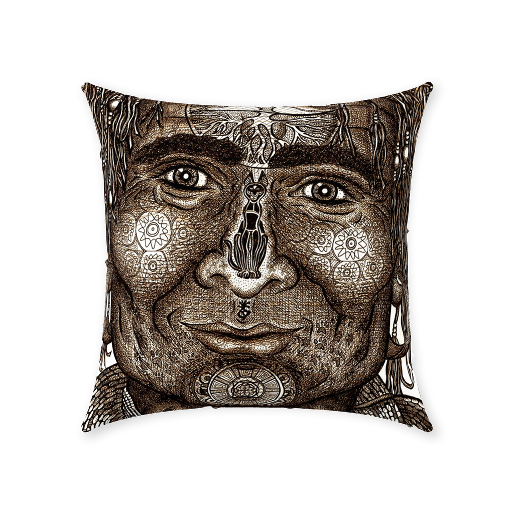 the-wisdom-keeper-of-resolve-brown-white-cotton-twill-pillow – Wisdom Keepers