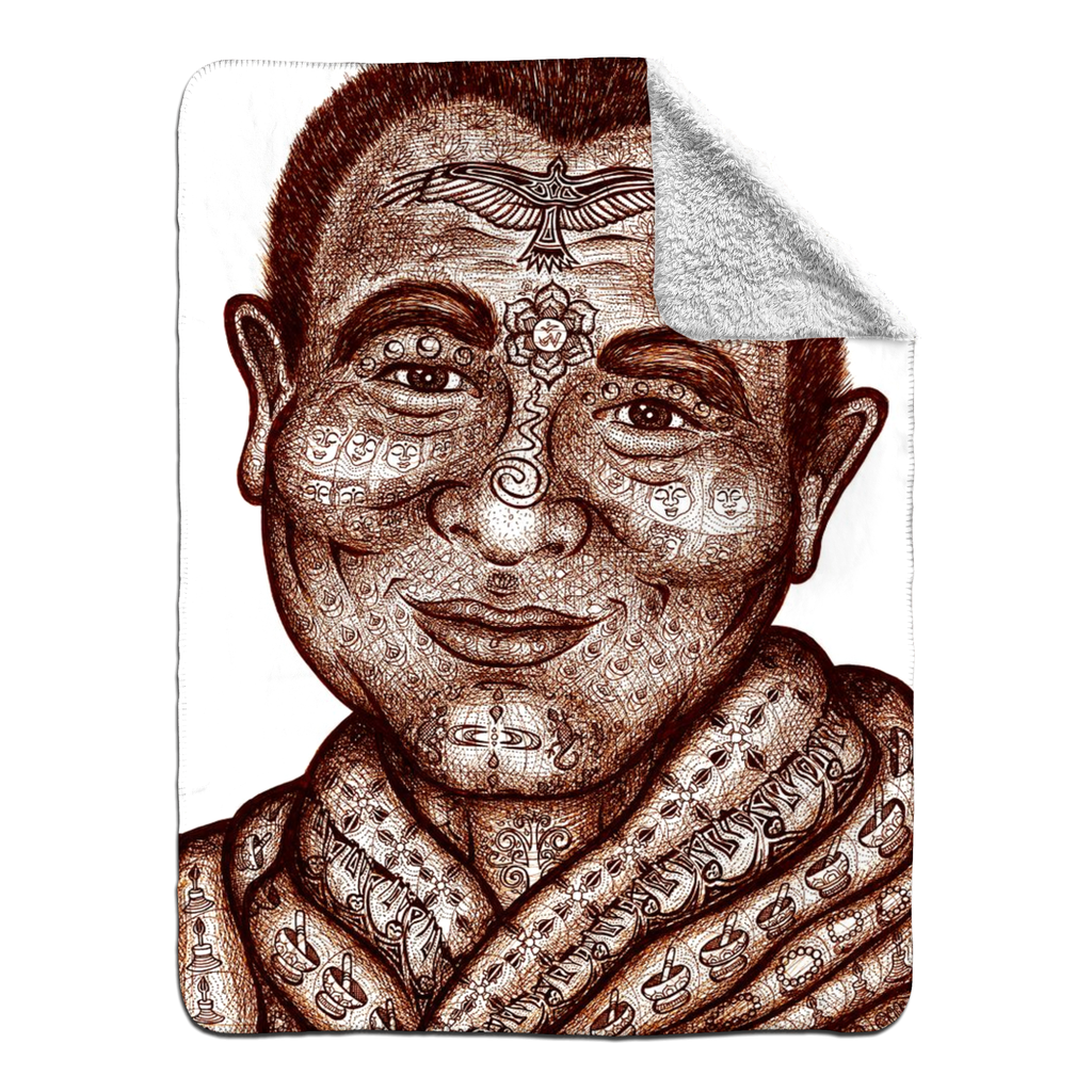 the-wisdom-keeper-of-mindfulness-brown-white-fleece-sherpa-blanket – Wisdom Keepers
