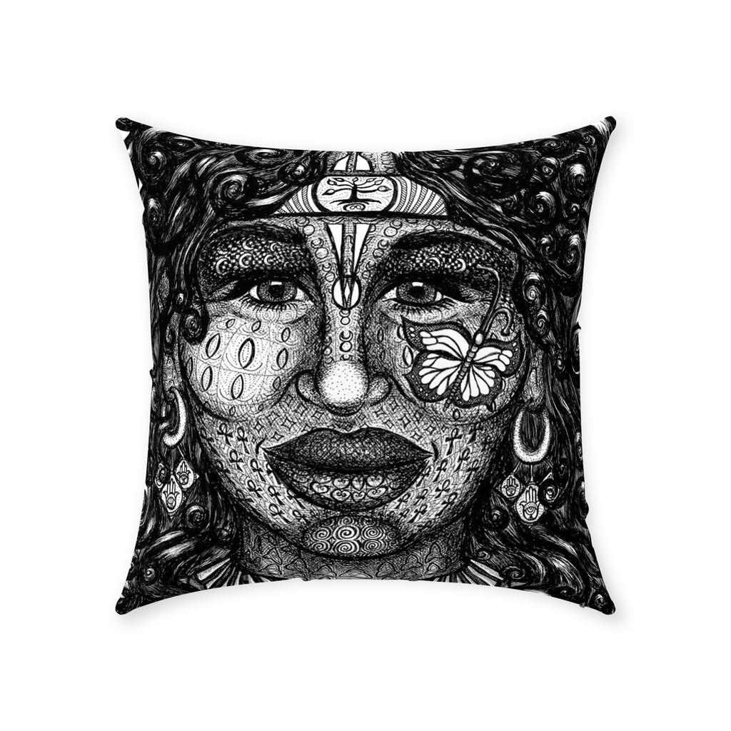 the-wisdom-keeper-of-determination-black-white-cotton-twill-pillow – Wisdom Keepers