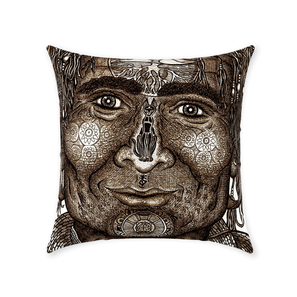 the-wisdom-keeper-of-resolve-brown-white-cotton-twill-pillow – Wisdom Keepers
