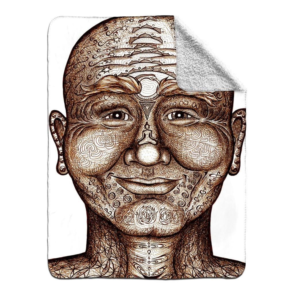 the-wisdom-keeper-of-non-attachment-celebration-brown-white-fleece-sherpa-blanket – Wisdom Keepers