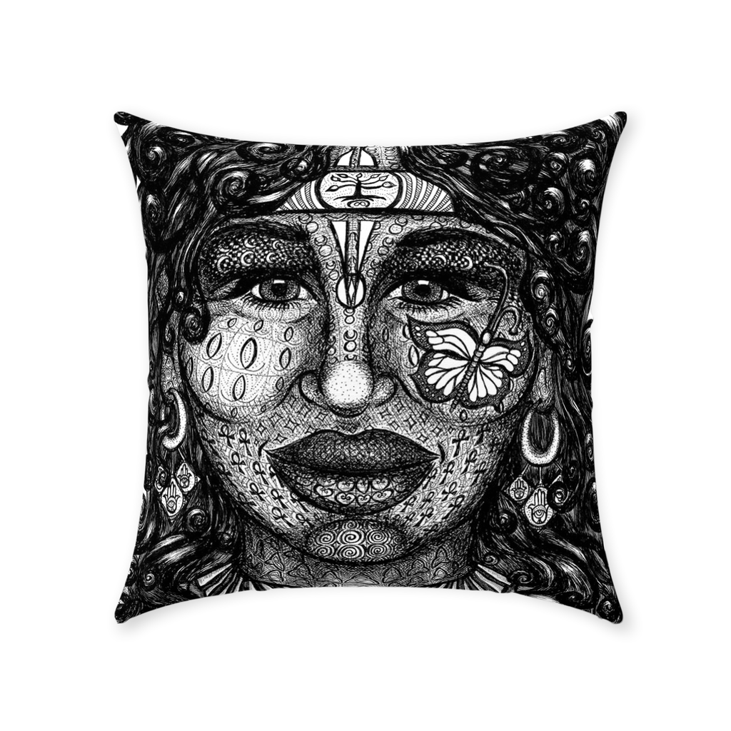 the-wisdom-keeper-of-determination-black-white-cotton-twill-pillow – Wisdom Keepers