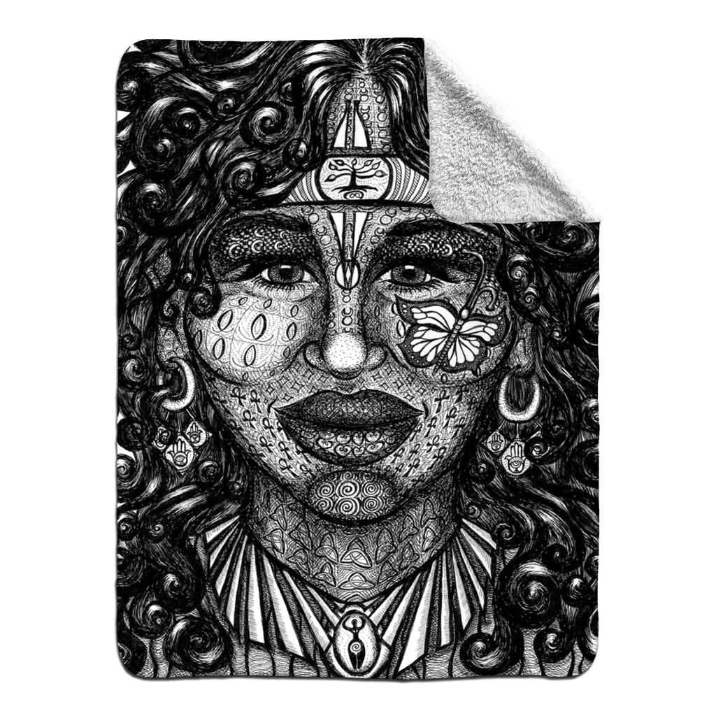 the-wisdom-keeper-of-determination-black-white-fleece-sherpa-blanket – Wisdom Keepers