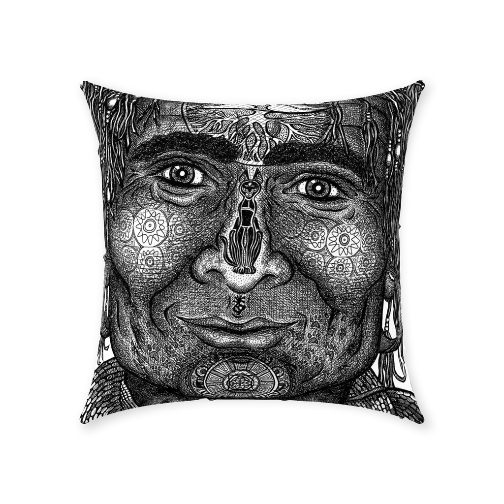 the-wisdom-keeper-of-resolve-black-white-cotton-twill-pillow – Wisdom Keepers