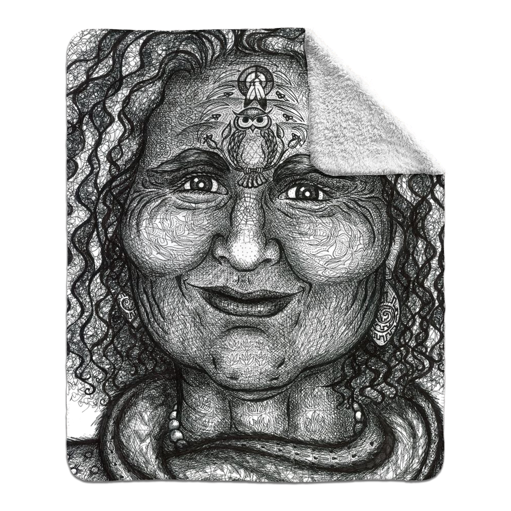 the-wisdom-keeper-of-resourcefulness-wisdom-black-white-fleece-sherpa-blanket – Wisdom Keepers