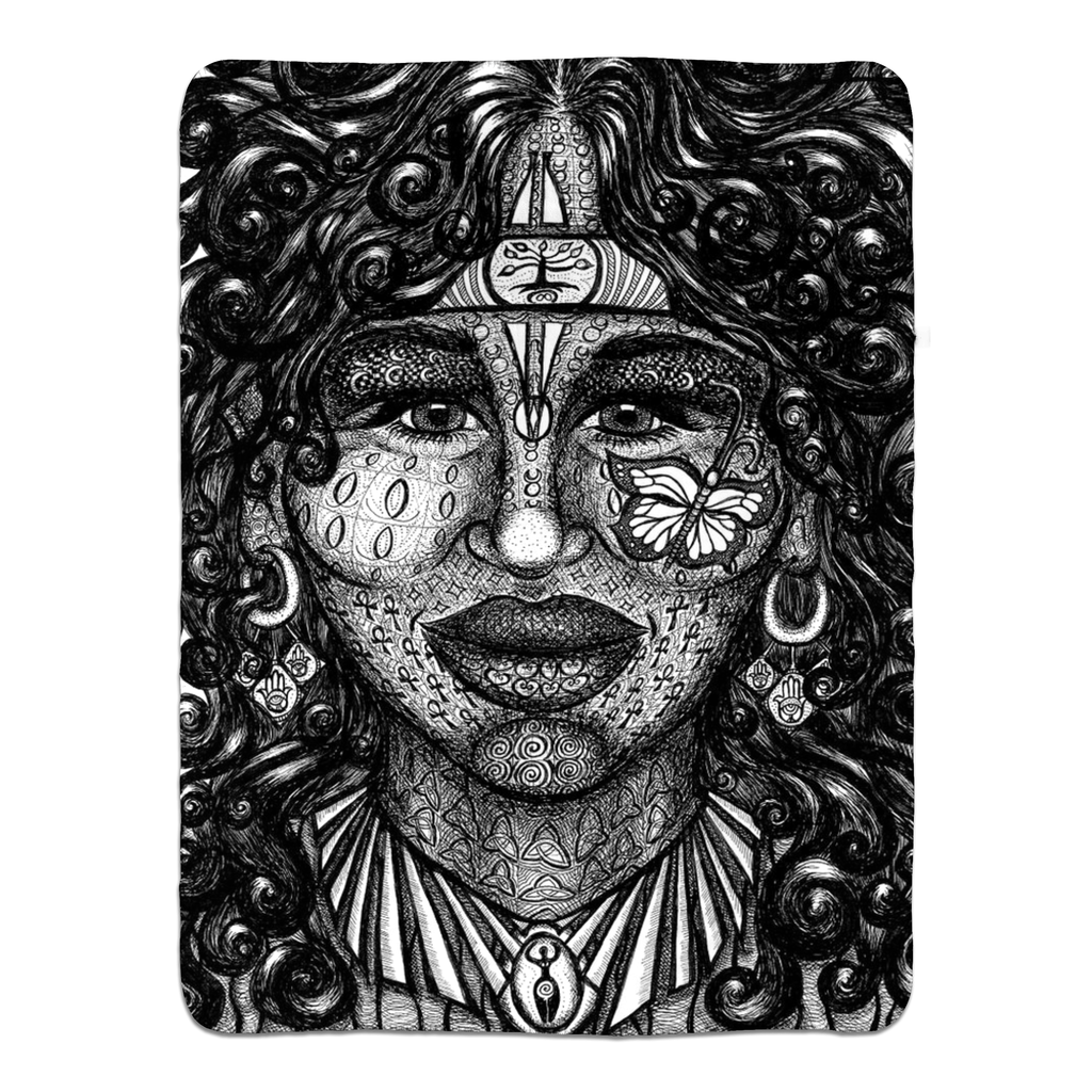 the-wisdom-keeper-of-determination-black-white-fleece-sherpa-blanket – Wisdom Keepers