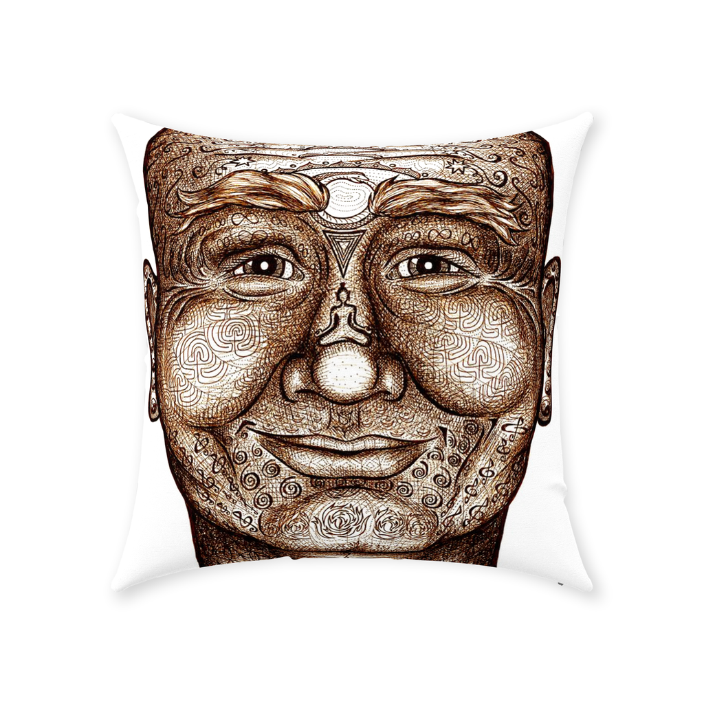 the-wisdom-keeper-of-non-attachment-celebration-brown-white-cotton-twill-pillow – Wisdom Keepers