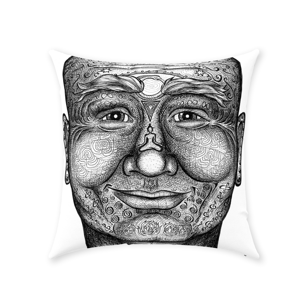the-wisdom-keeper-of-non-attachment-celebration-black-white-cotton-twill-pillow – Wisdom Keepers