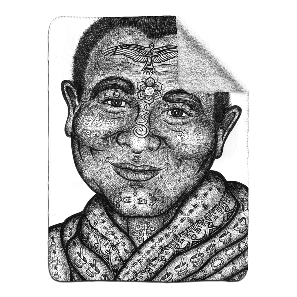 the-wisdom-keeper-of-mindfulness-black-white-fleece-sherpa-blanket – Wisdom Keepers