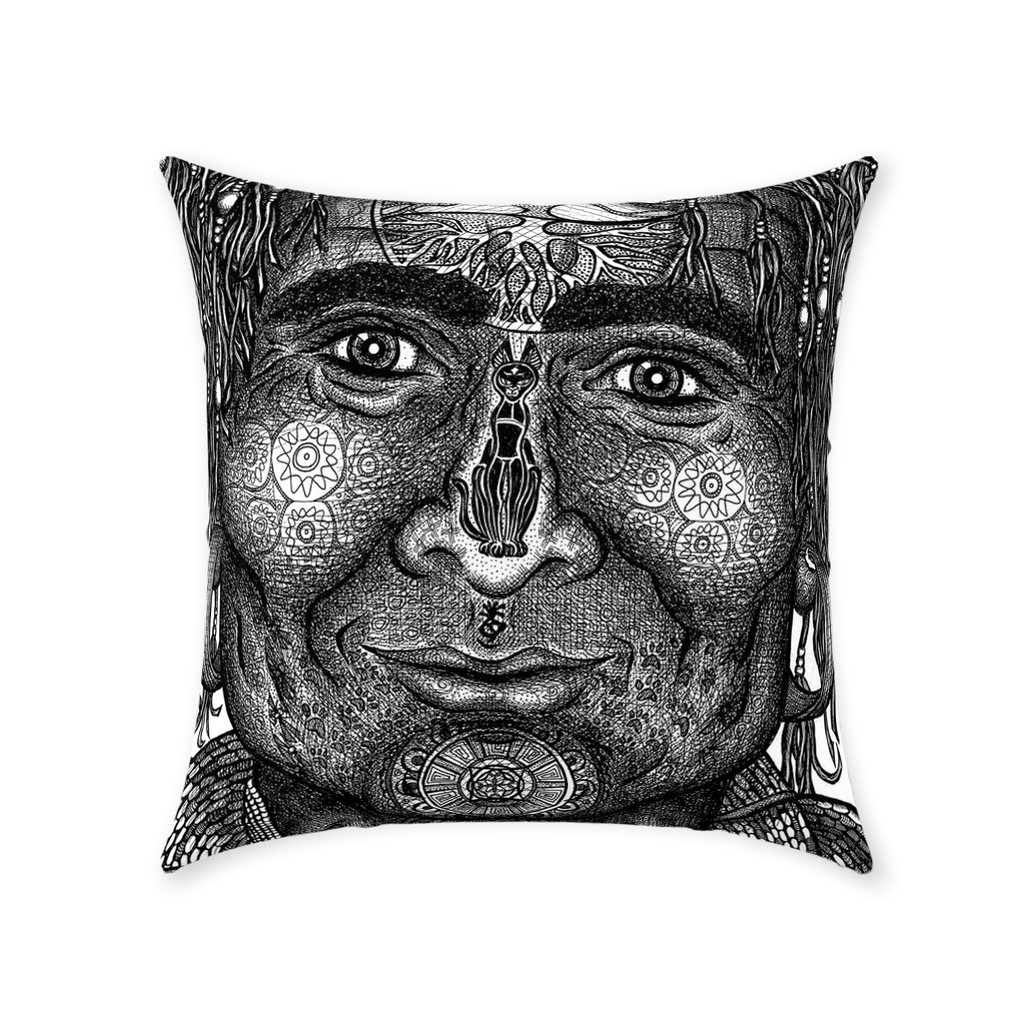 the-wisdom-keeper-of-resolve-black-white-cotton-twill-pillow – Wisdom Keepers