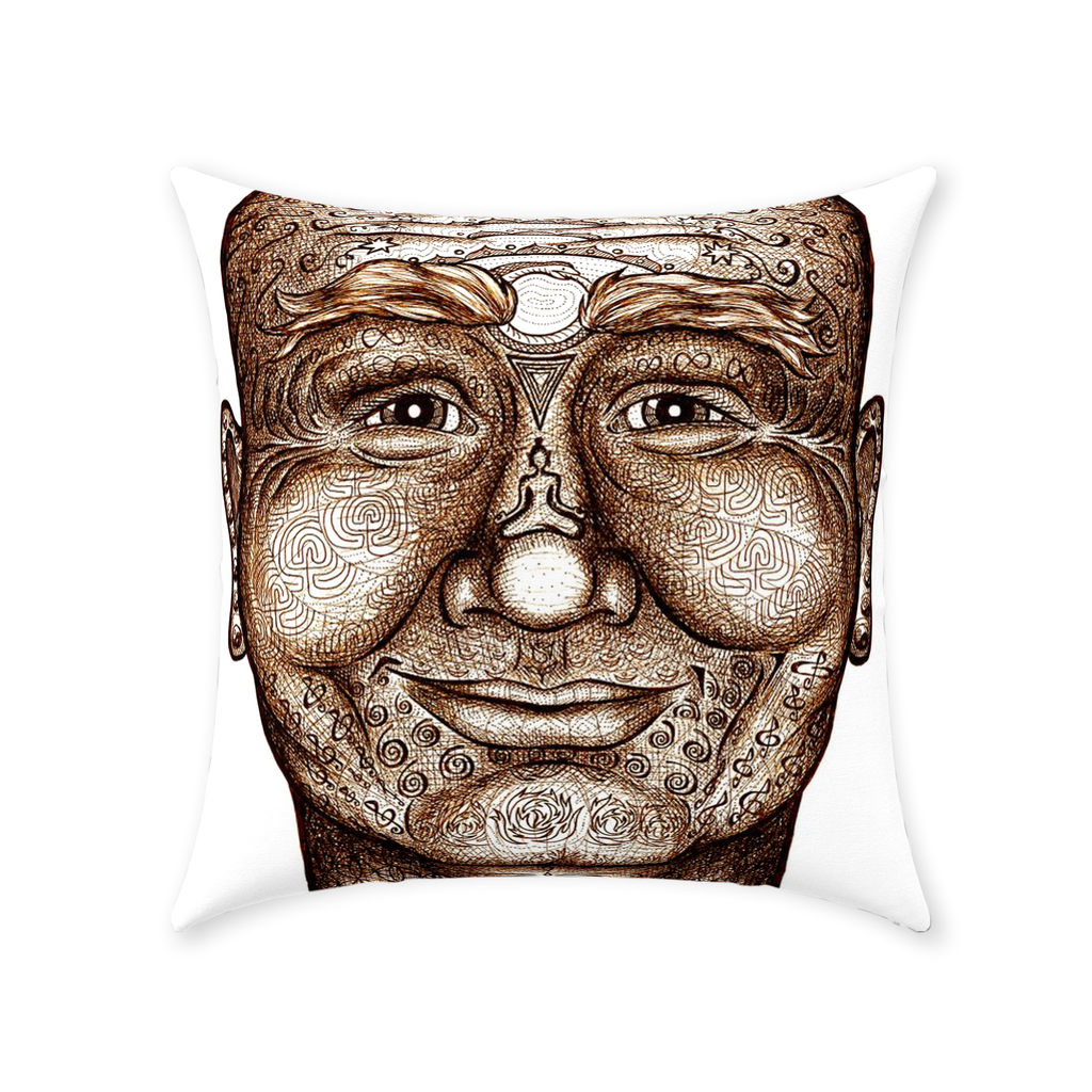 the-wisdom-keeper-of-non-attachment-celebration-brown-white-cotton-twill-pillow – Wisdom Keepers
