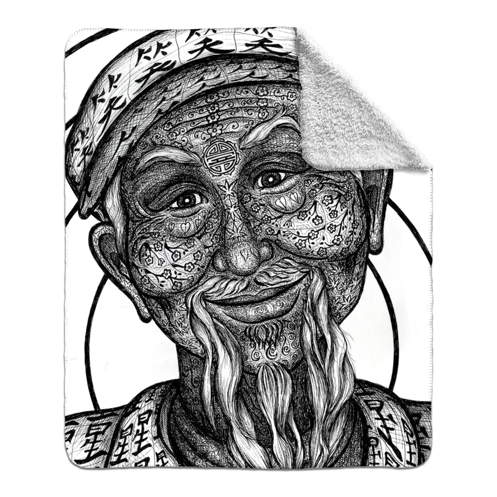 the-wisdom-keeper-of-patience-black-white-fleece-sherpa-blanket – Wisdom Keepers