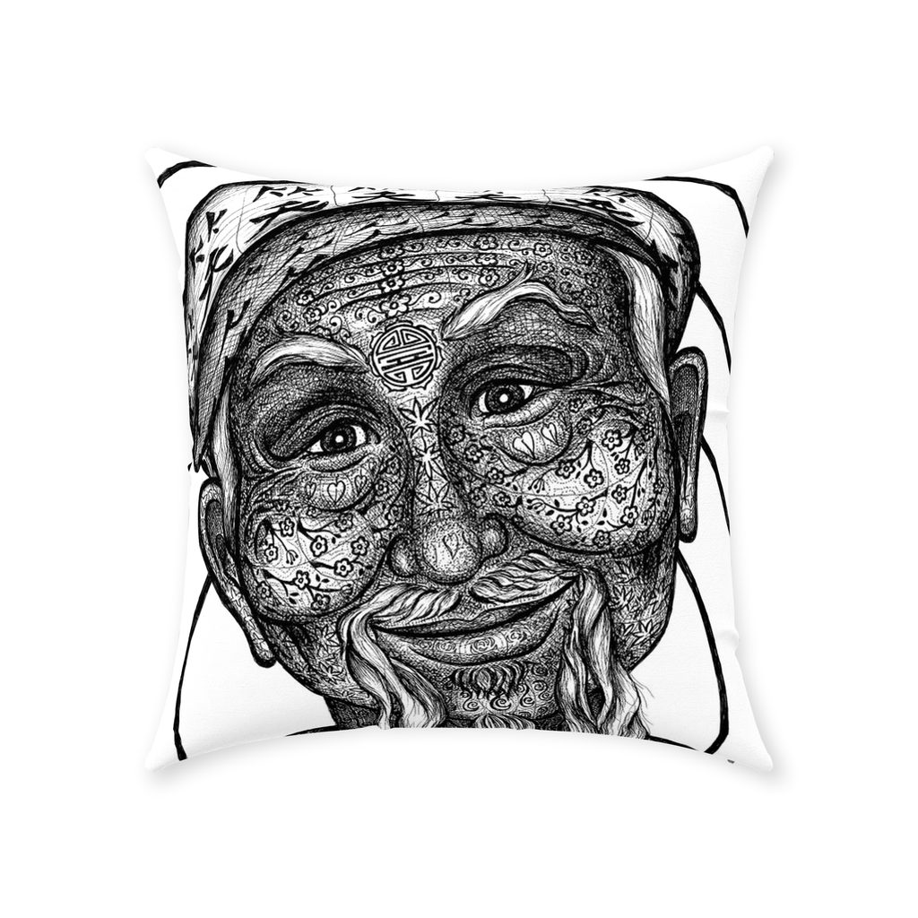 the-wisdom-keeper-of-patience-black-white-cotton-twill-pillow – Wisdom Keepers
