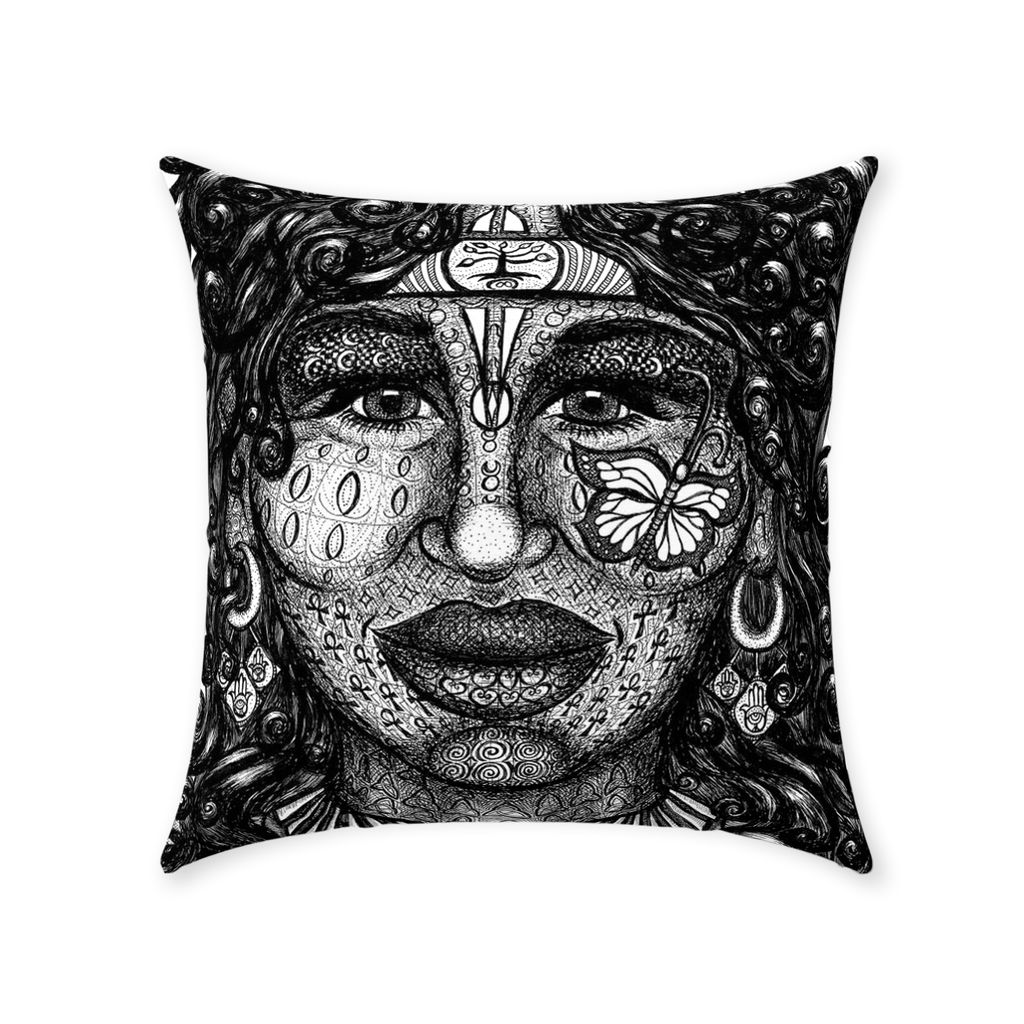 the-wisdom-keeper-of-determination-black-white-cotton-twill-pillow – Wisdom Keepers