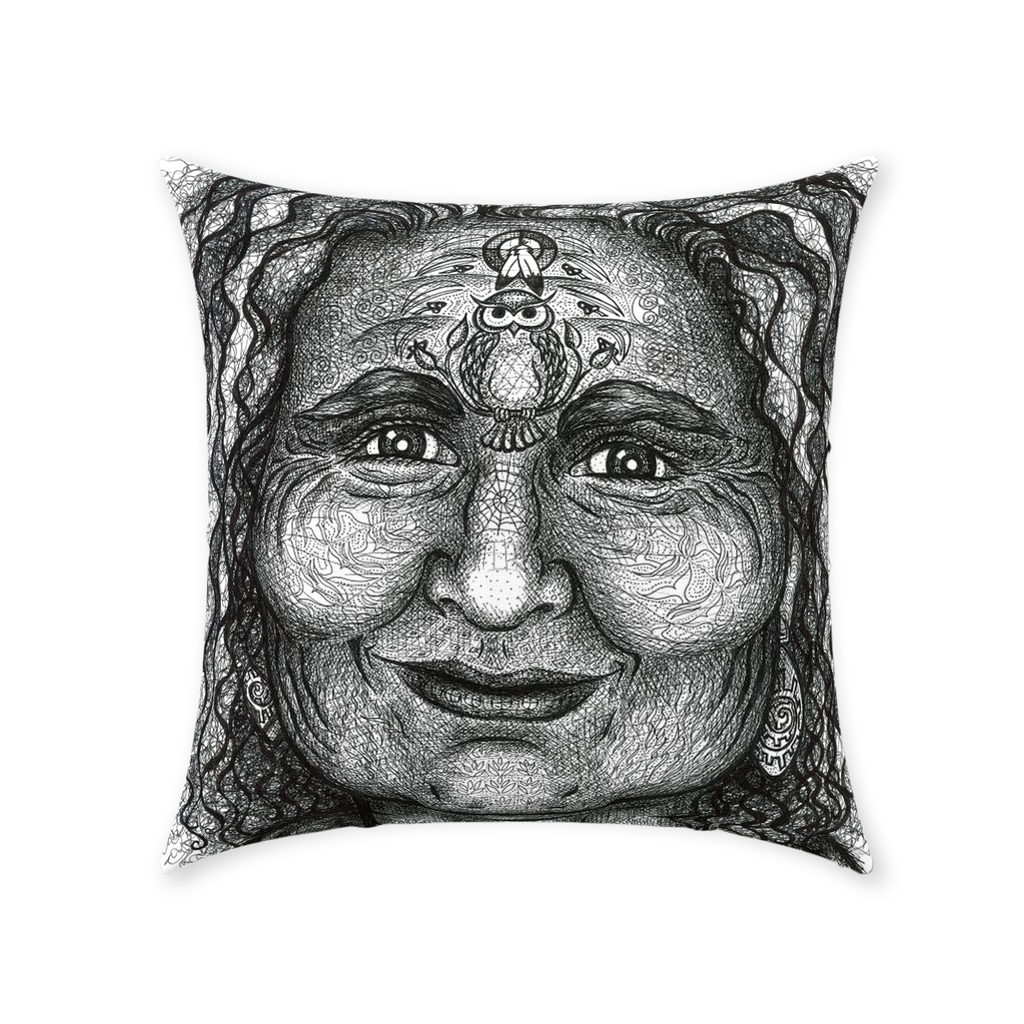 the-wisdom-keeper-of-resourcefulness-wisdom-black-white-cotton-twill-pillow – Wisdom Keepers