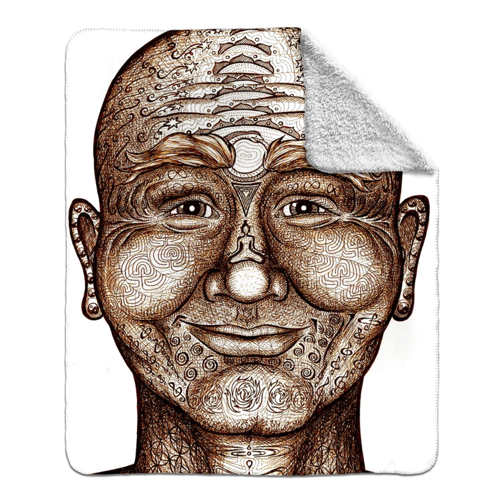 the-wisdom-keeper-of-non-attachment-celebration-brown-white-fleece-sherpa-blanket – Wisdom Keepers