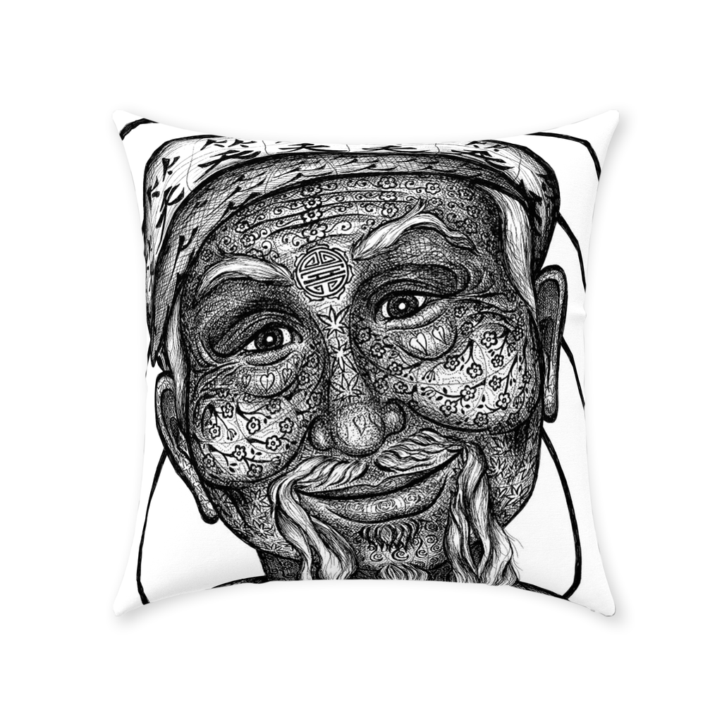 the-wisdom-keeper-of-patience-black-white-cotton-twill-pillow – Wisdom Keepers