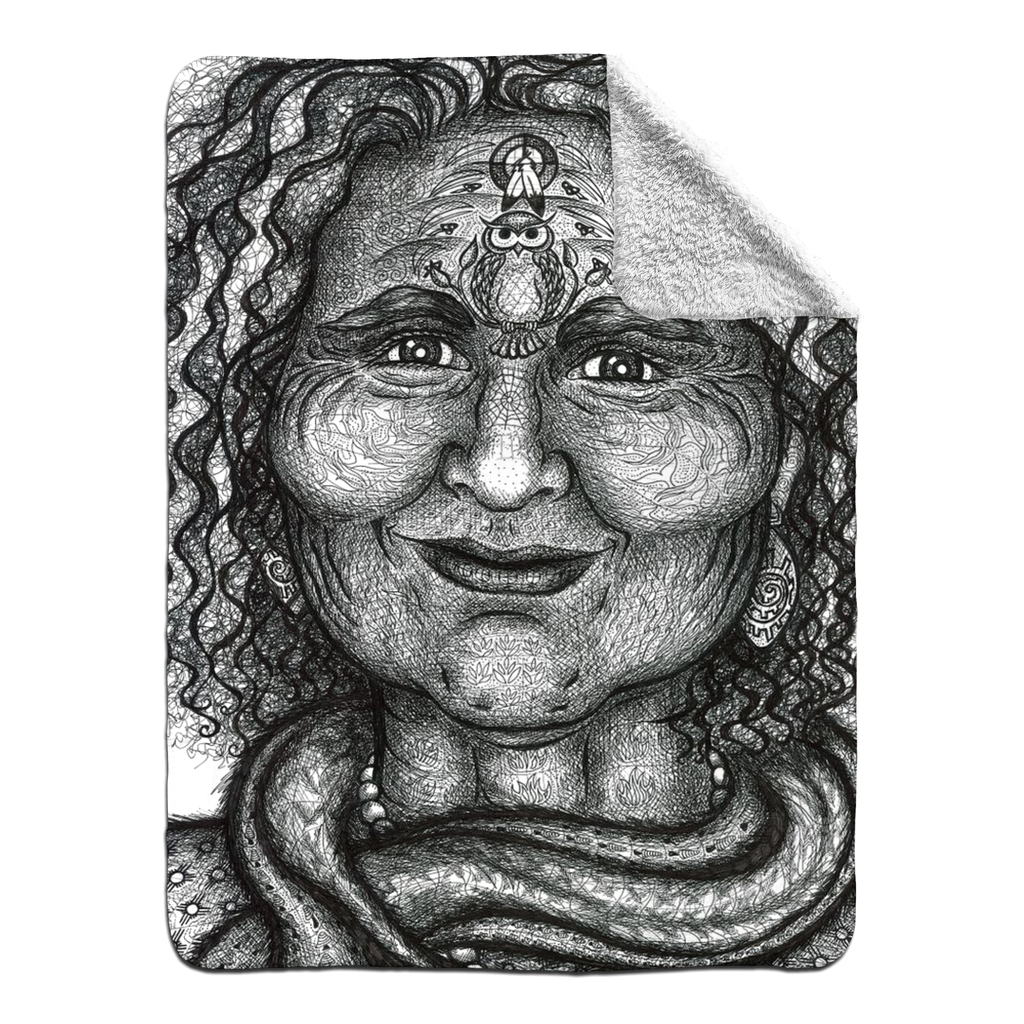 the-wisdom-keeper-of-resourcefulness-wisdom-black-white-fleece-sherpa-blanket – Wisdom Keepers
