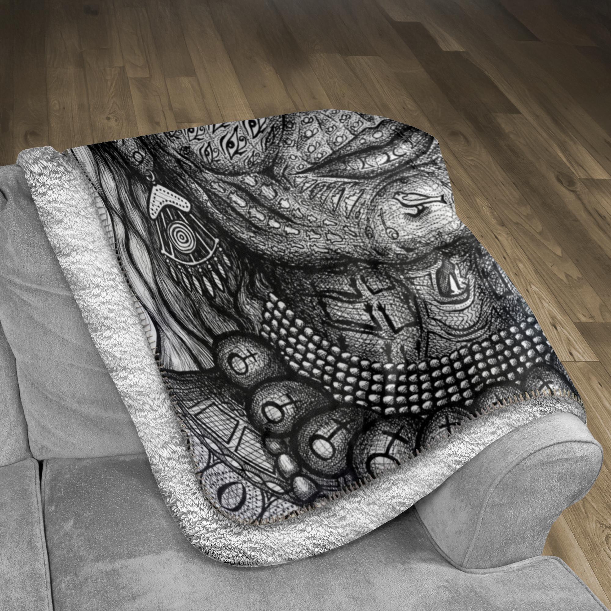 the-wisdom-keeper-of-anticipation-emanation-black-white-fleece-sherpa-blanket – Wisdom Keepers