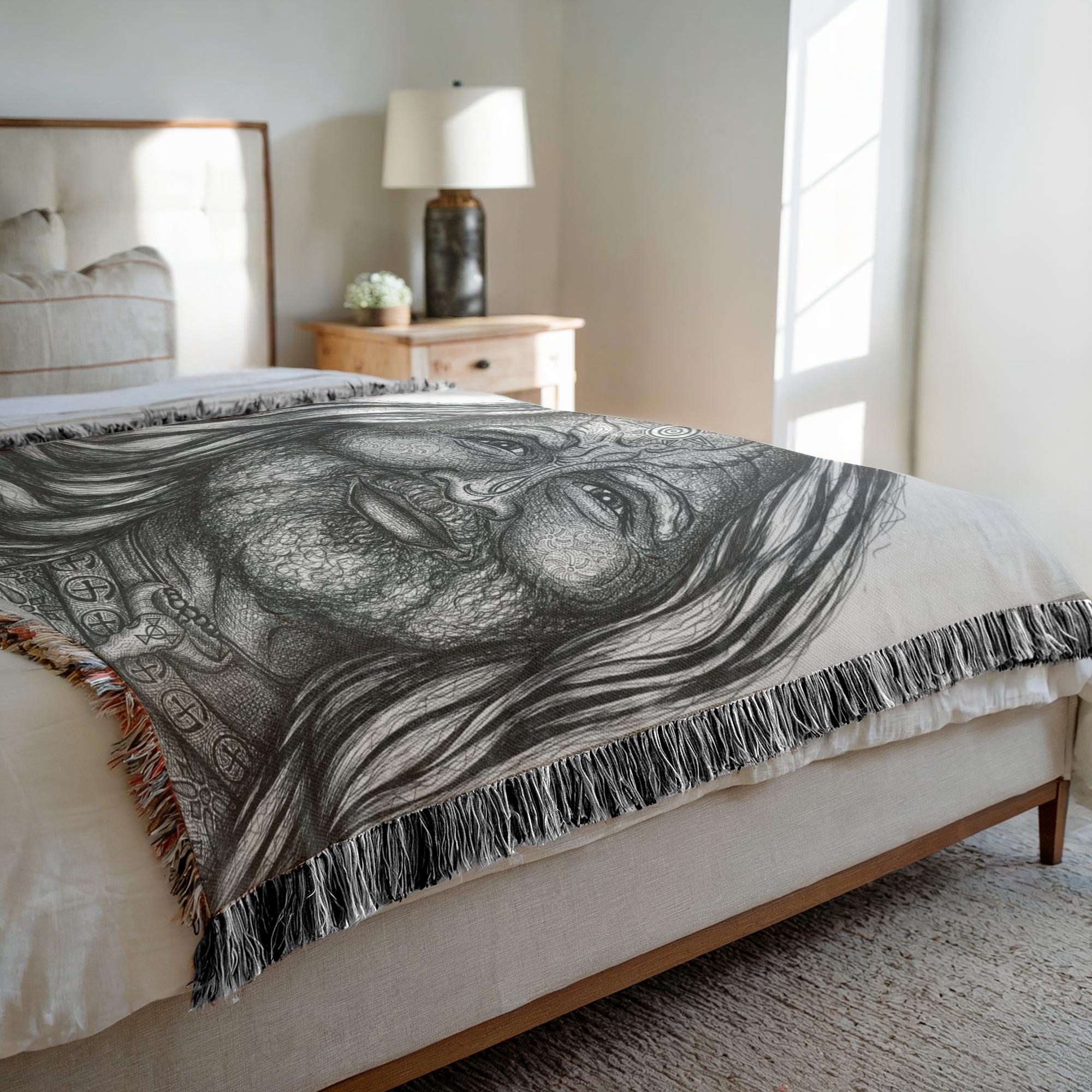 the-wisdom-keeper-of-adventure-black-white-woven-blanket – Wisdom Keepers