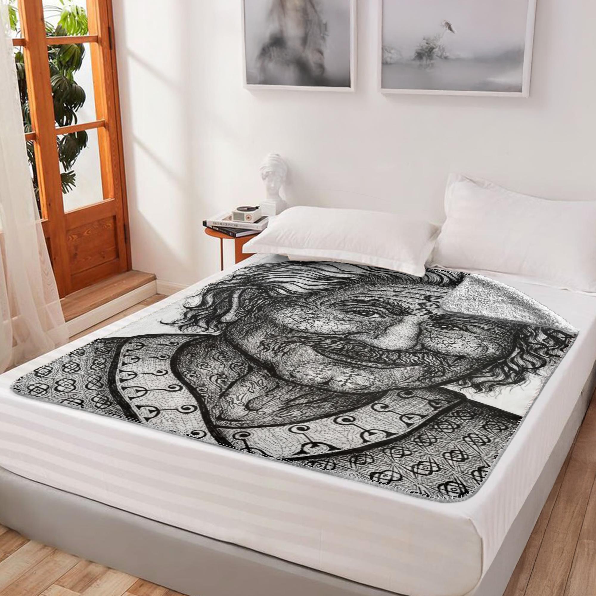 the-wisdom-keeper-of-invention-black-white-fleece-sherpa-blanket – Wisdom Keepers