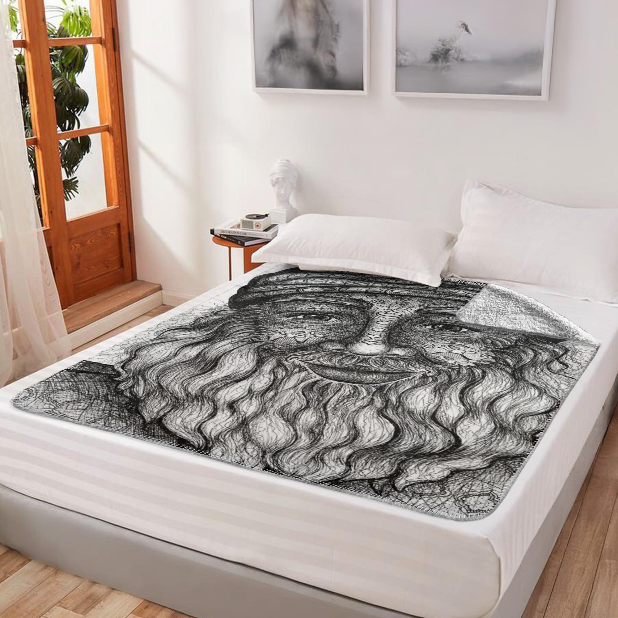 the-wisdom-keeper-of-acceptance-black-white-fleece-sherpa-blanket – Wisdom Keepers