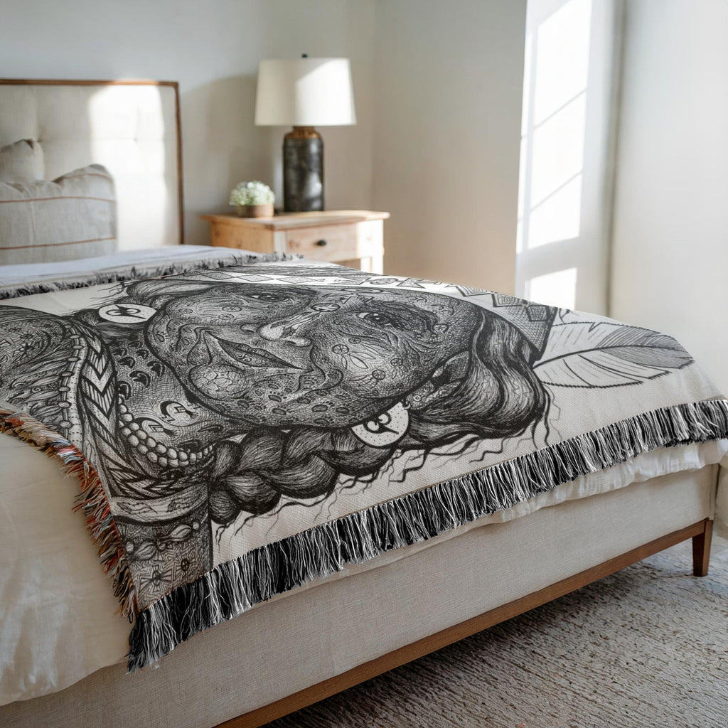 the-wisdom-keeper-of-altruism-black-white-woven-blanket – Wisdom Keepers