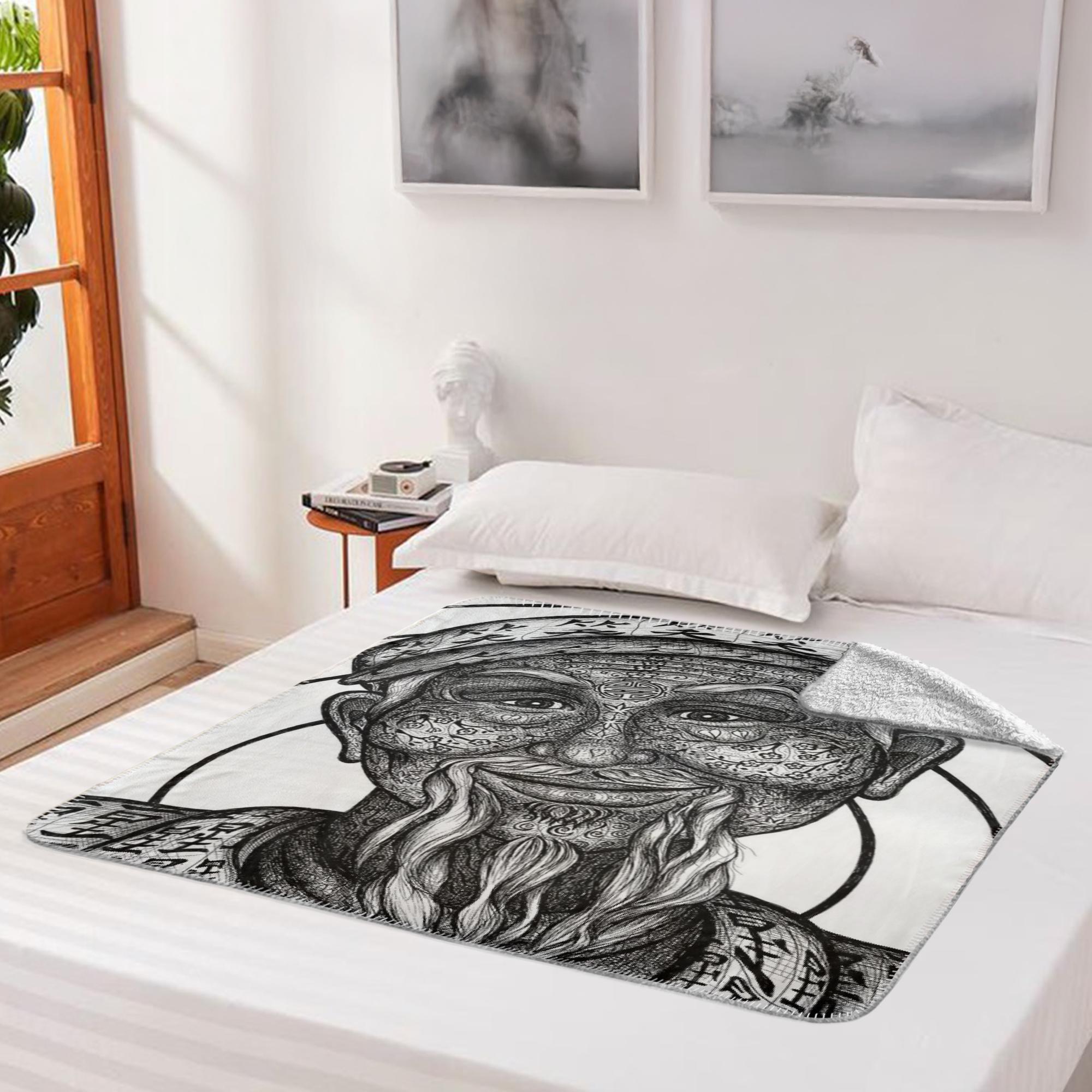 the-wisdom-keeper-of-patience-black-white-fleece-sherpa-blanket – Wisdom Keepers