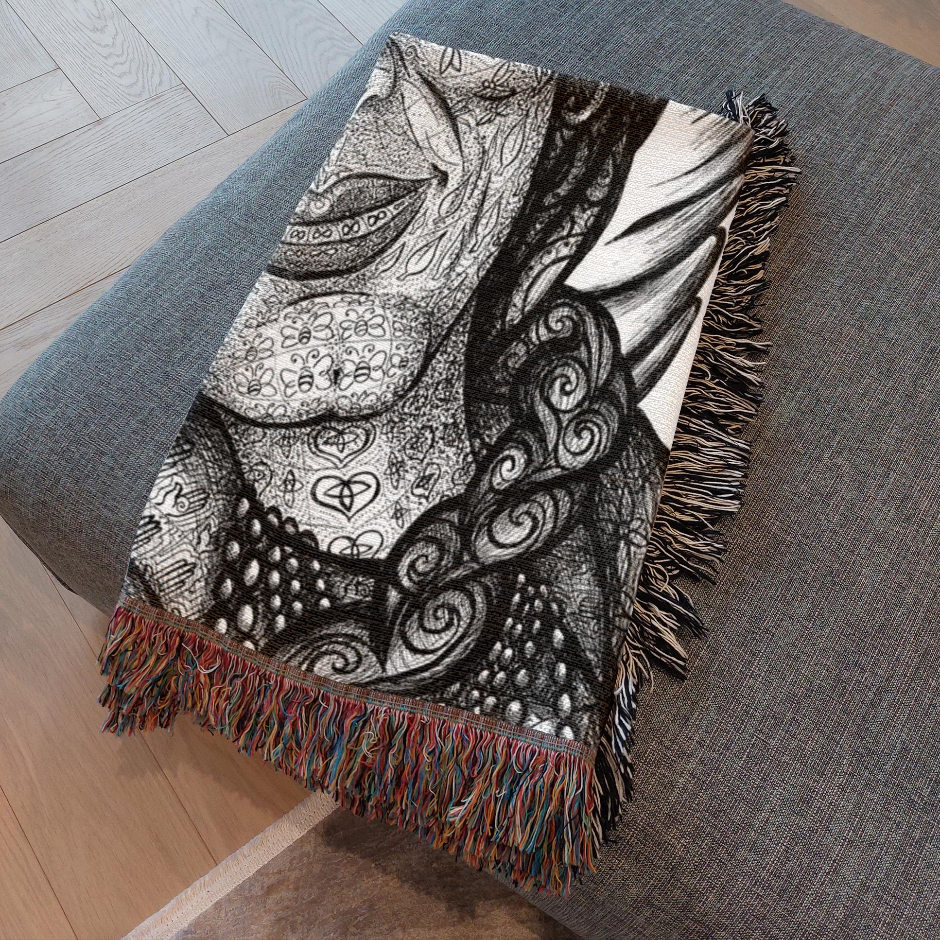 the-wisdom-keeper-of-peaceful-revolution-black-white-woven-blanket – Wisdom Keepers