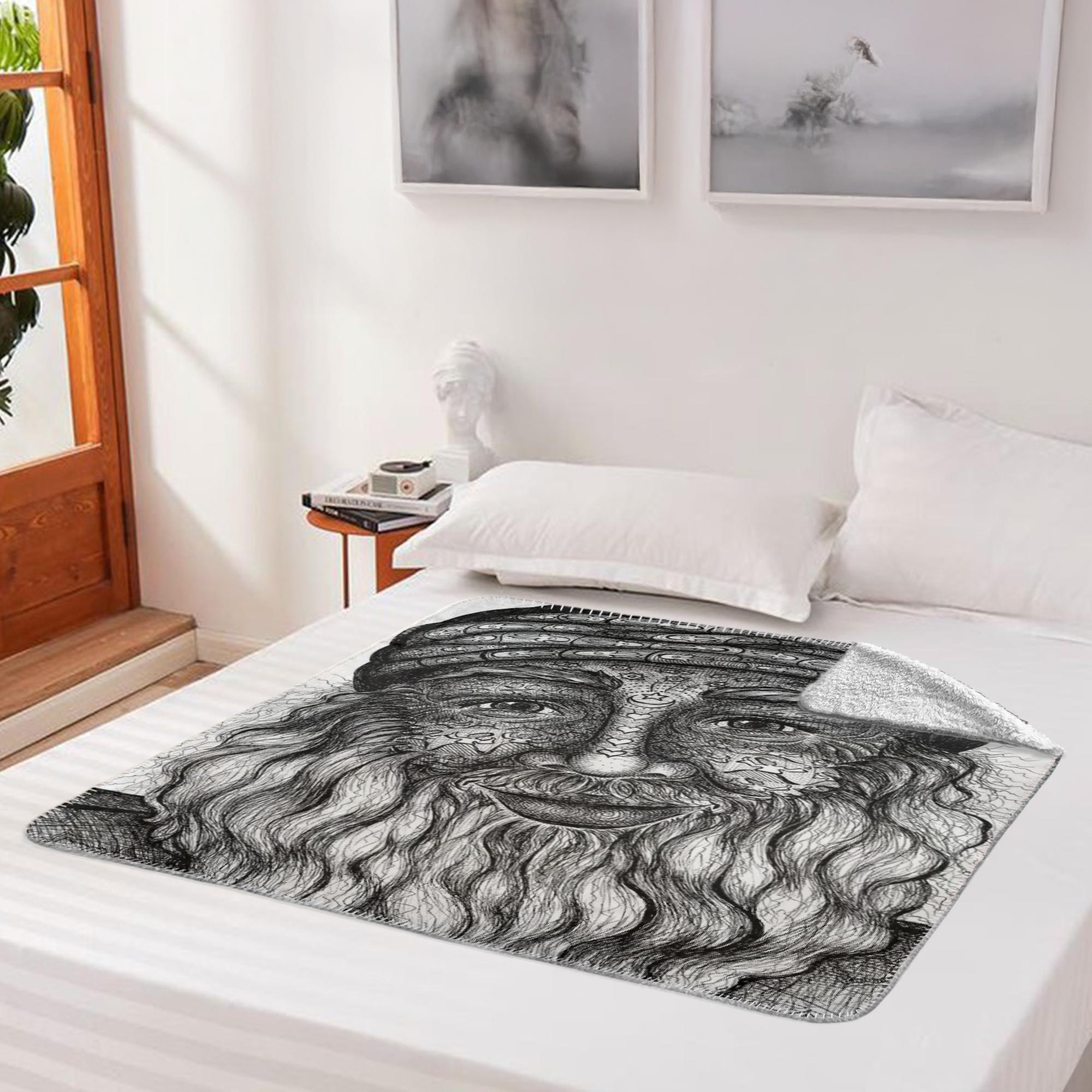 the-wisdom-keeper-of-acceptance-black-white-fleece-sherpa-blanket – Wisdom Keepers
