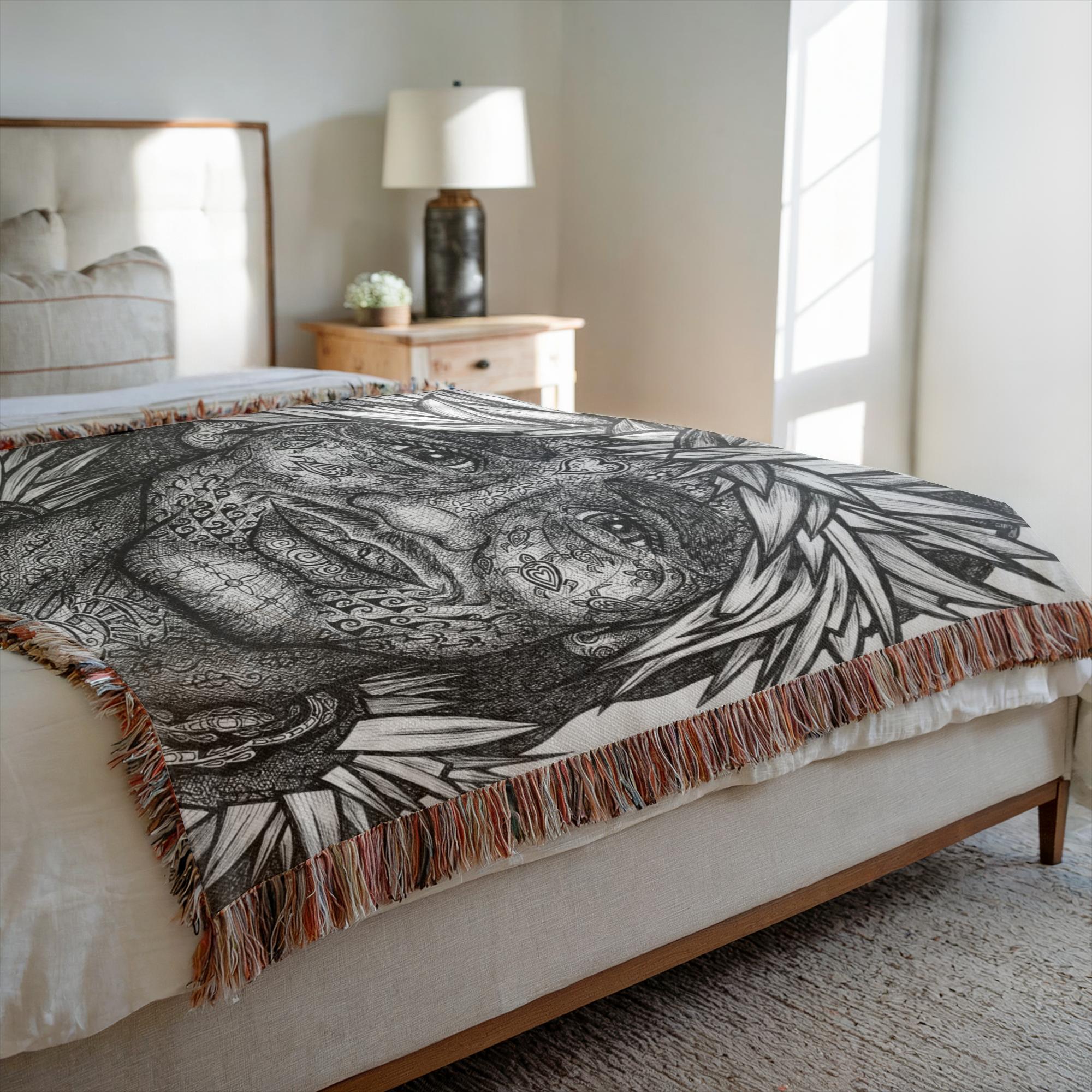 the-wisdom-keeper-of-vitality-black-white-woven-blanket – Wisdom Keepers