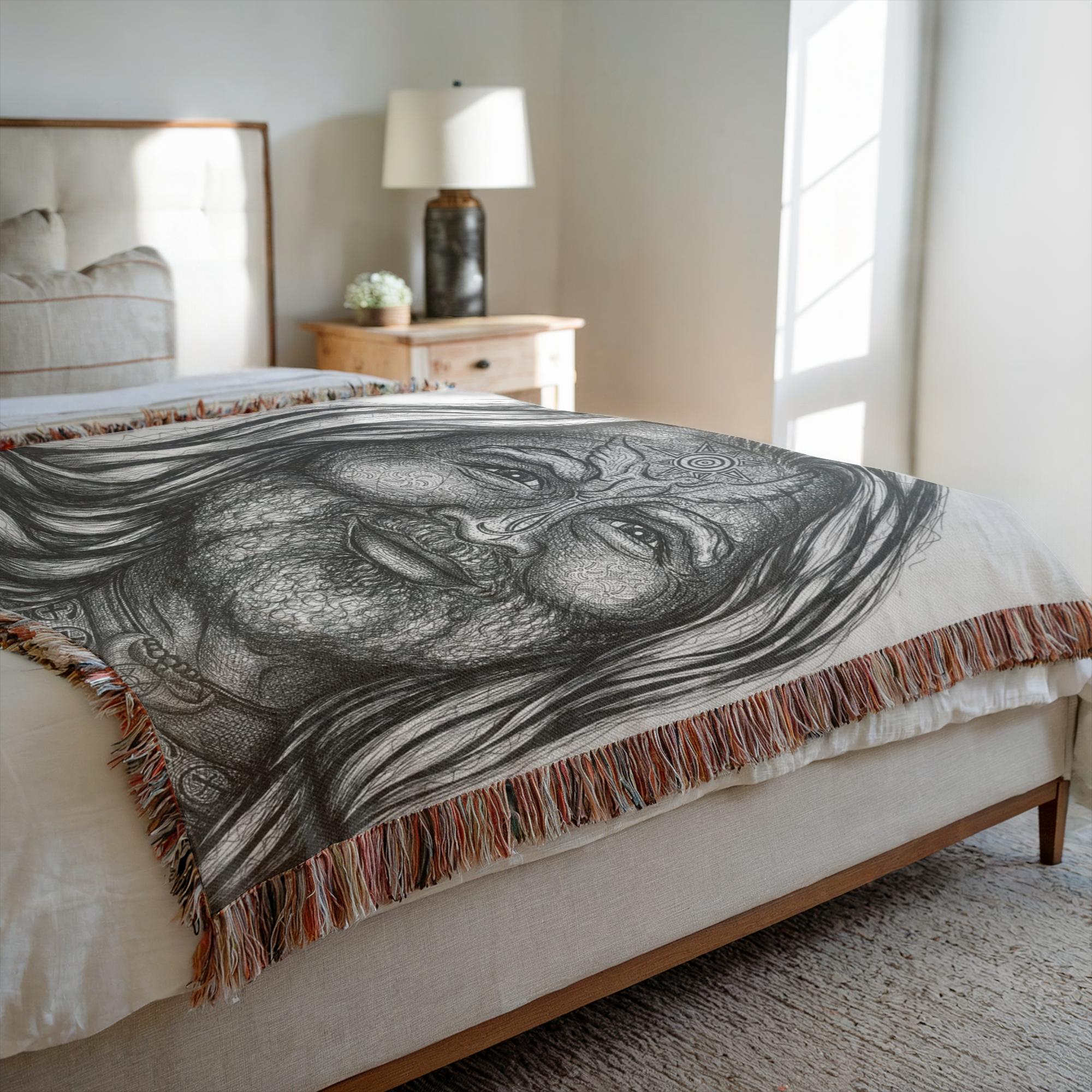 the-wisdom-keeper-of-adventure-black-white-woven-blanket – Wisdom Keepers