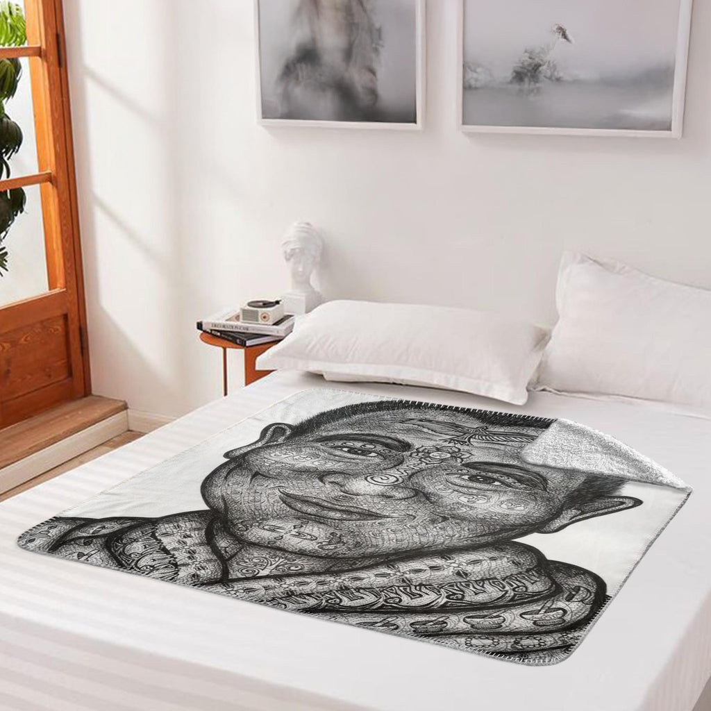 the-wisdom-keeper-of-mindfulness-black-white-fleece-sherpa-blanket – Wisdom Keepers